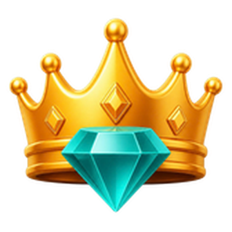 3D crown with diamond icon