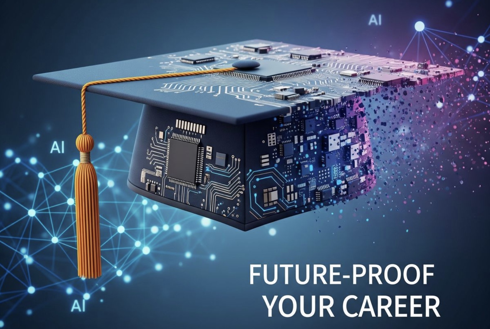 Circuit-board graduation cap, future-proof your career