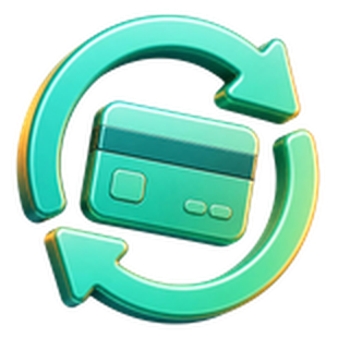 3D credit card with refresh arrows icon