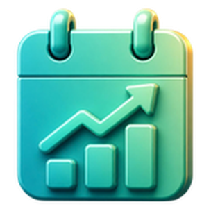 3D calendar with rising chart icon