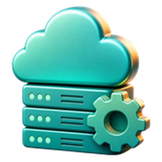 3D cloud server with gear icon