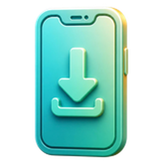 3D phone with download arrow icon