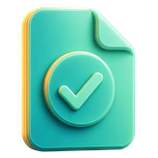 3D document with check mark icon
