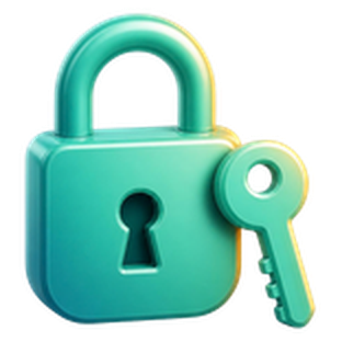 3D padlock and key icon