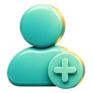 3D user with plus badge icon