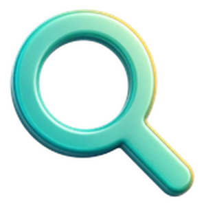 3D magnifying glass icon