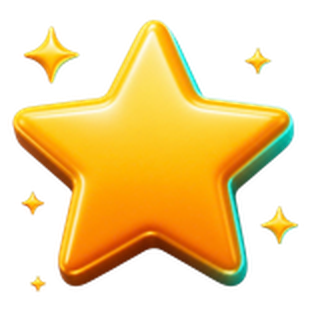 3D gold star with sparkles icon