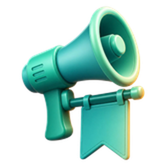3D megaphone with banner icon