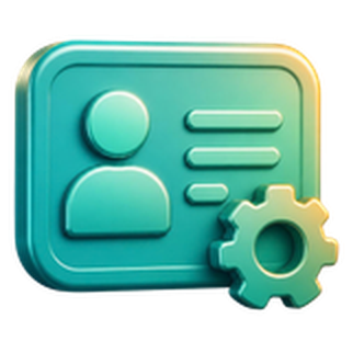 3D account card with gear icon